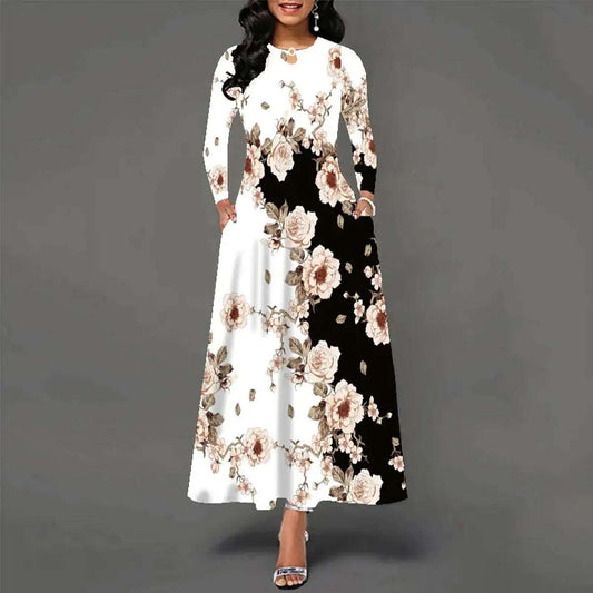 Elegant Dresses Floral Print Vintage Dress For Women