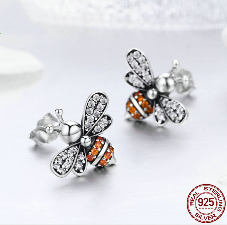 European and American popular s925 sterling silver bee earrings