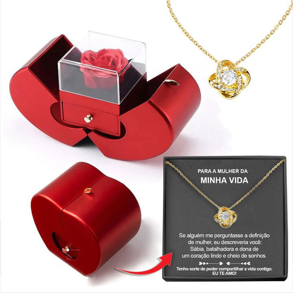 Fashion Jewelry Box With Necklace and Artificial Flower Rose