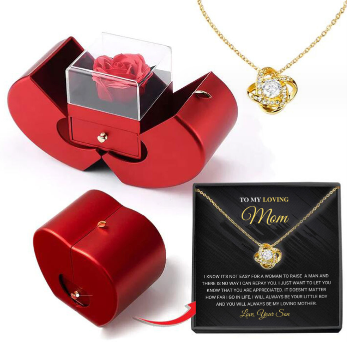 Fashion Jewelry Box With Necklace and Artificial Flower Rose