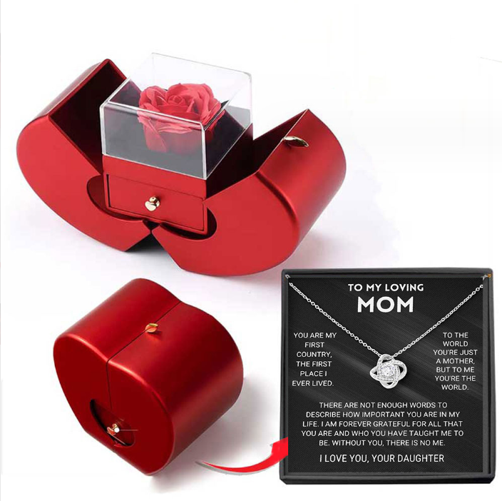 Fashion Jewelry Box With Necklace and Artificial Flower Rose