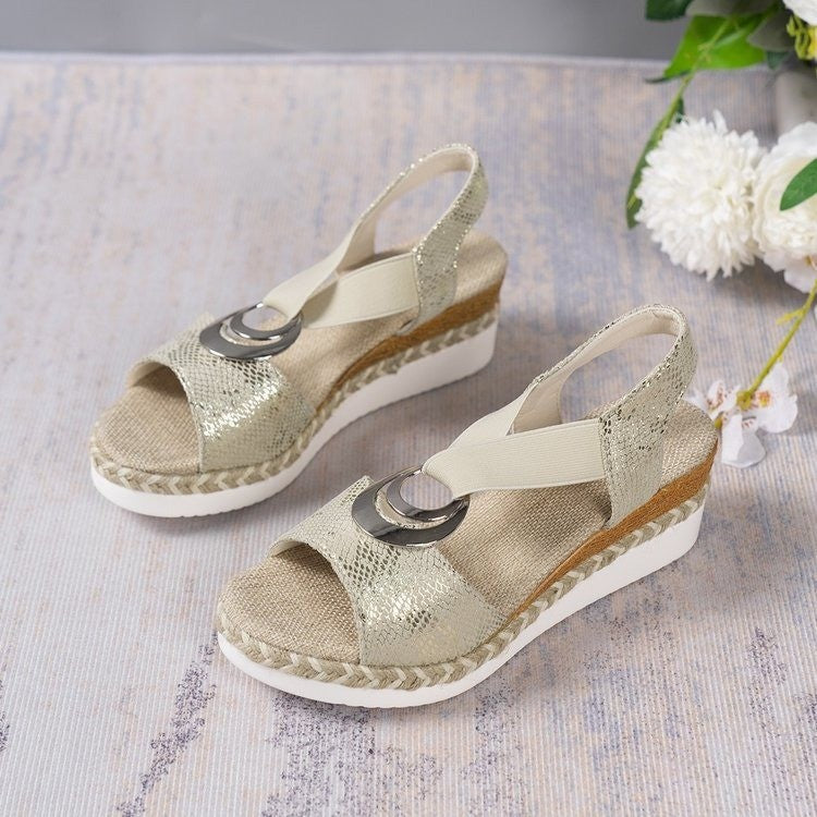 Women's Summer New Hemp Rope Wedge Light Bottom Peep Toe Sandals