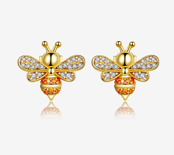 European and American popular s925 sterling silver bee earrings