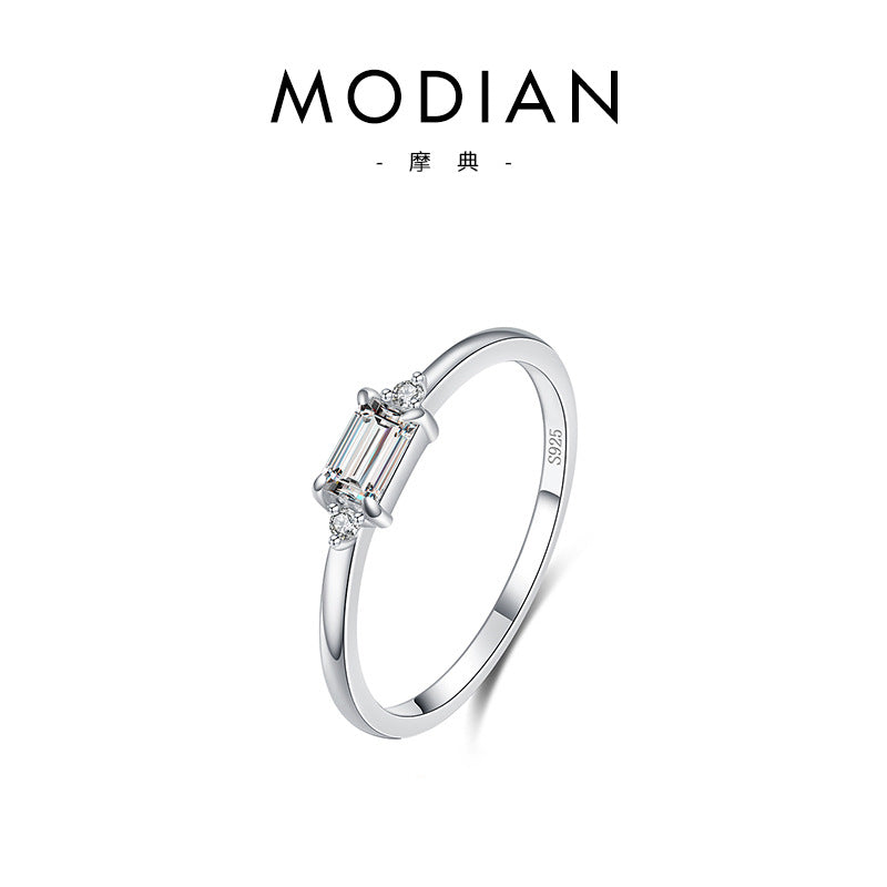 Modian 925 Sterling Silver Japanese and Korean-Style Light Luxury Folding Ring with Wind Ins Tide Tourmaline Temperament and Fully-Jewelled Crown Row Ring Women