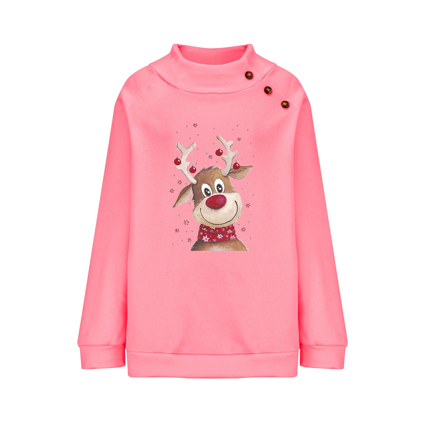 Fawn Christmas Loose Long Sleeve Sweatershirt Women