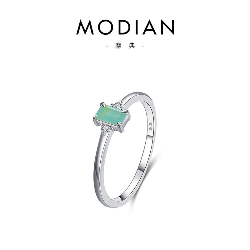 Modian 925 Sterling Silver Japanese and Korean-Style Light Luxury Folding Ring with Wind Ins Tide Tourmaline Temperament and Fully-Jewelled Crown Row Ring Women