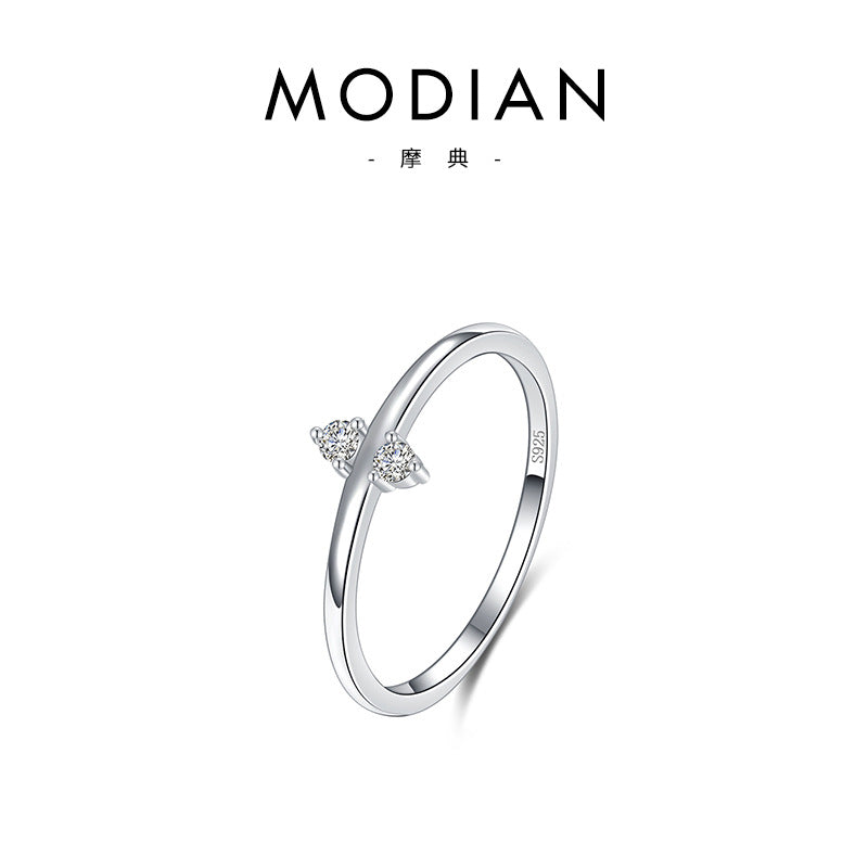 Modian 925 Sterling Silver Japanese and Korean-Style Light Luxury Folding Ring with Wind Ins Tide Tourmaline Temperament and Fully-Jewelled Crown Row Ring Women